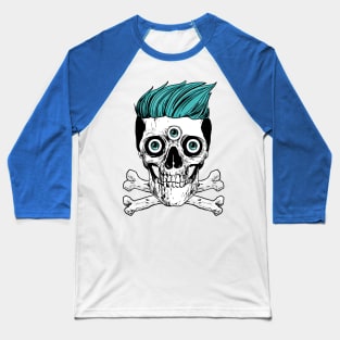 Scary Skeleton Skull Baseball T-Shirt